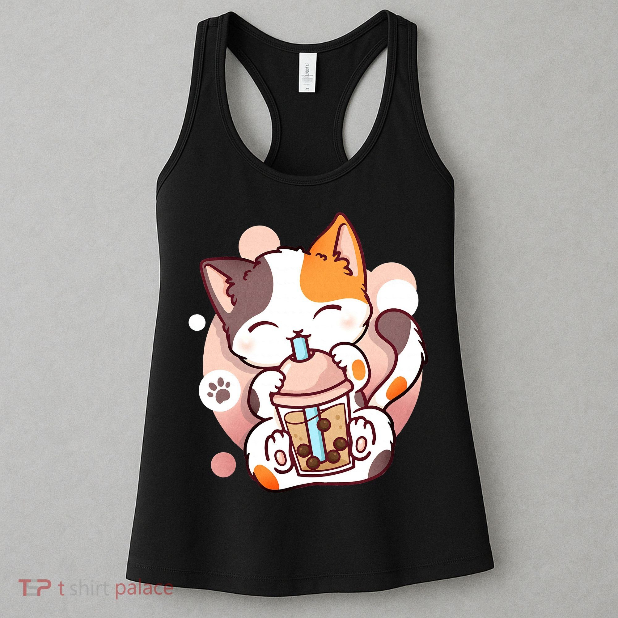 Cat Boba Tea Bubble Tea Anime Kawaii Neko Women's Tank Top