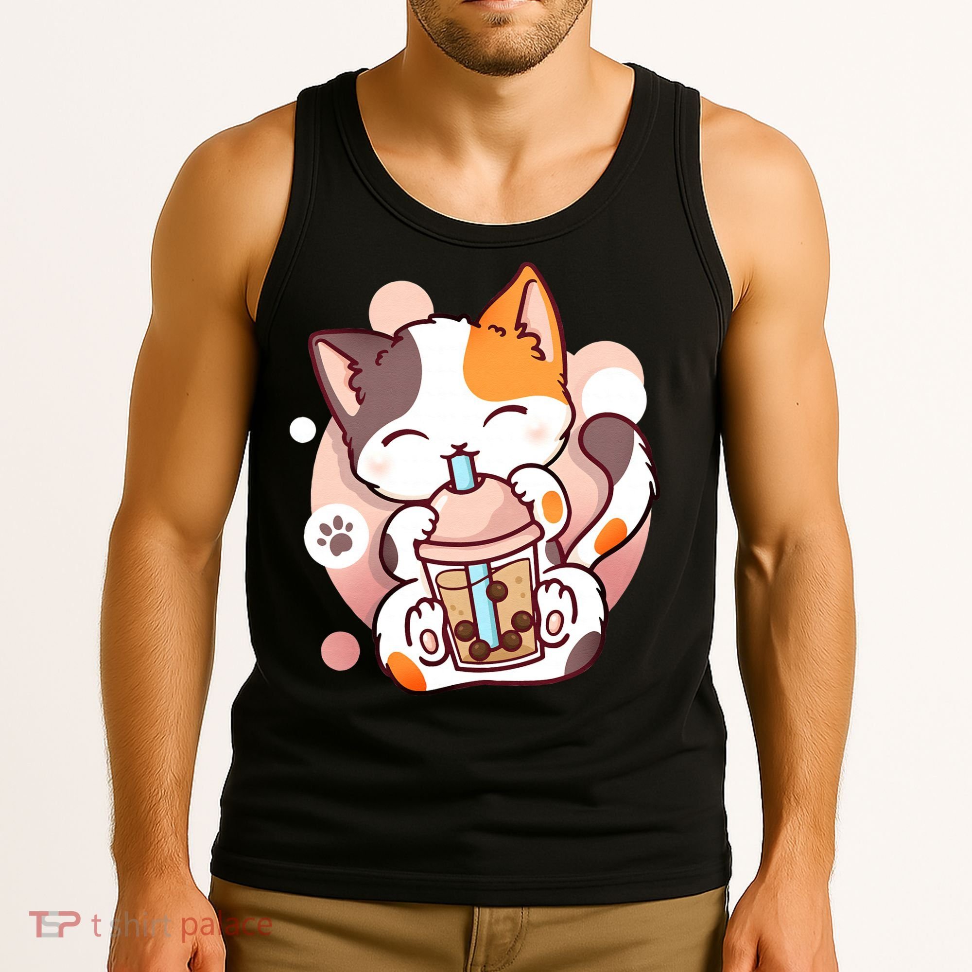 Cat Boba Tea Bubble Tea Anime Kawaii Neko Tank Top