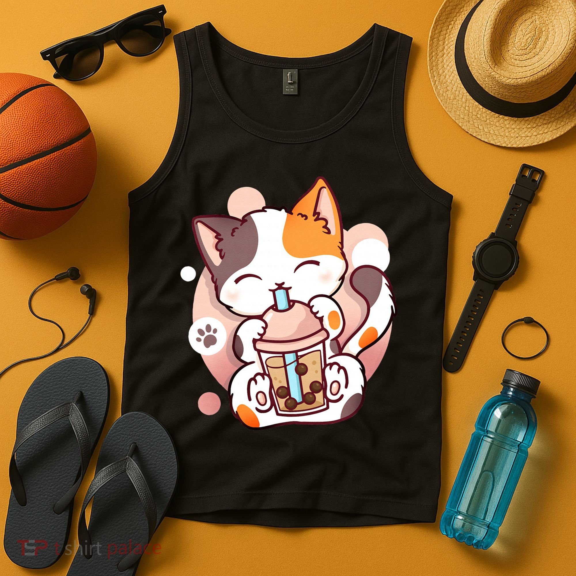Cat Boba Tea Bubble Tea Anime Kawaii Neko Tank Top