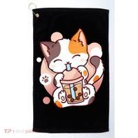 Cat Boba Tea Bubble Tea Anime Kawaii Neko Golf Towel thumb 0