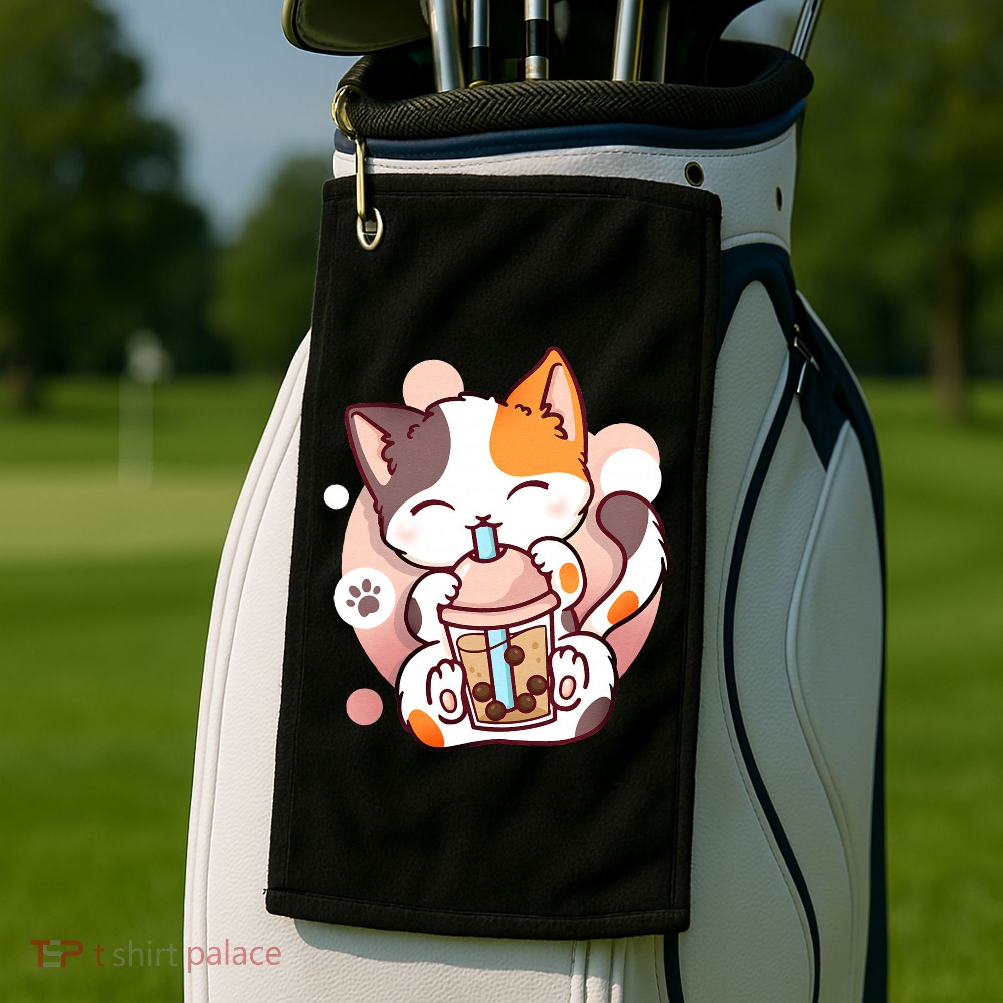 Cat Boba Tea Bubble Tea Anime Kawaii Neko Golf Towel