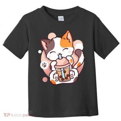 Cat Boba Tea Bubble Tea Anime Kawaii Neko Toddler T-Shirt