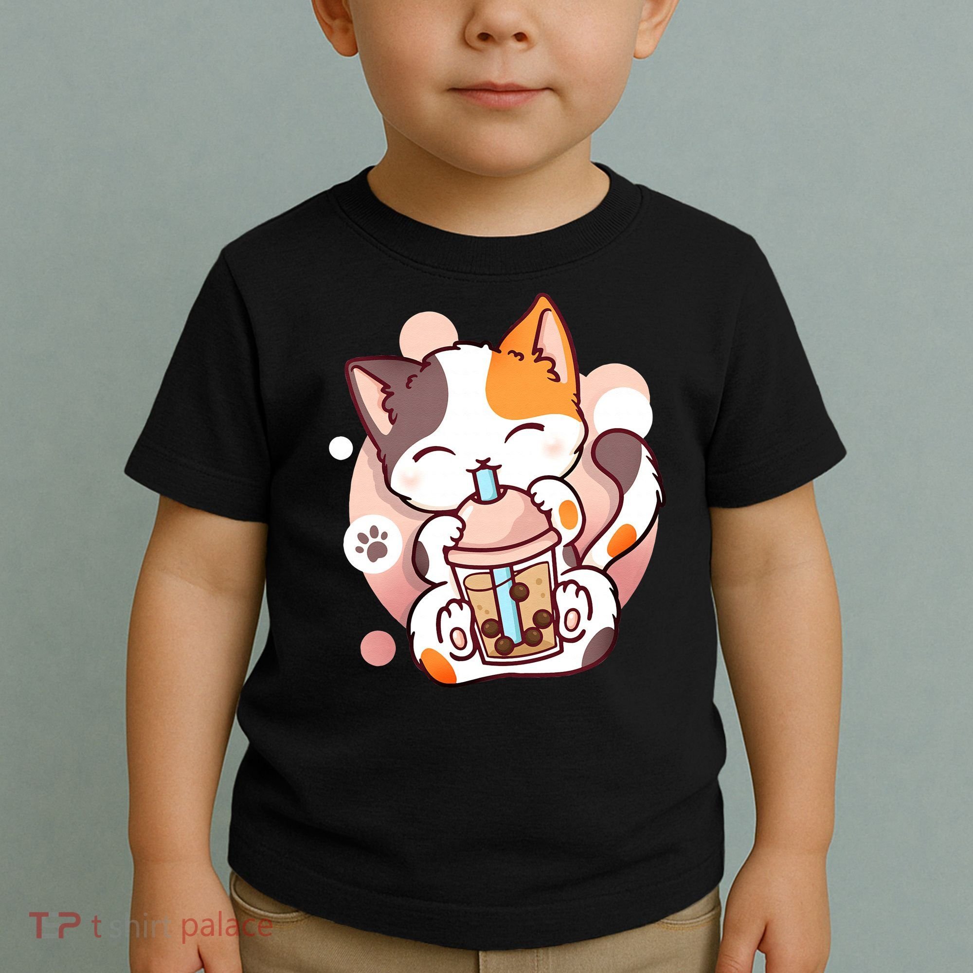 Cat Boba Tea Bubble Tea Anime Kawaii Neko Toddler T-Shirt