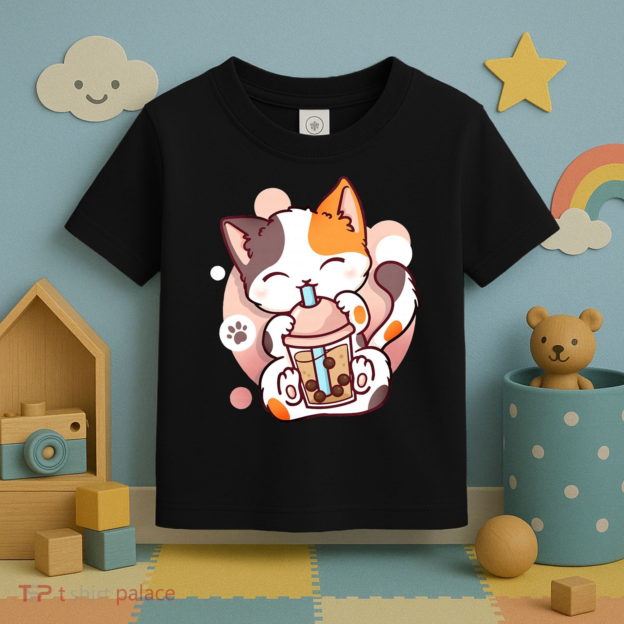 Cat Boba Tea Bubble Tea Anime Kawaii Neko Toddler T-Shirt