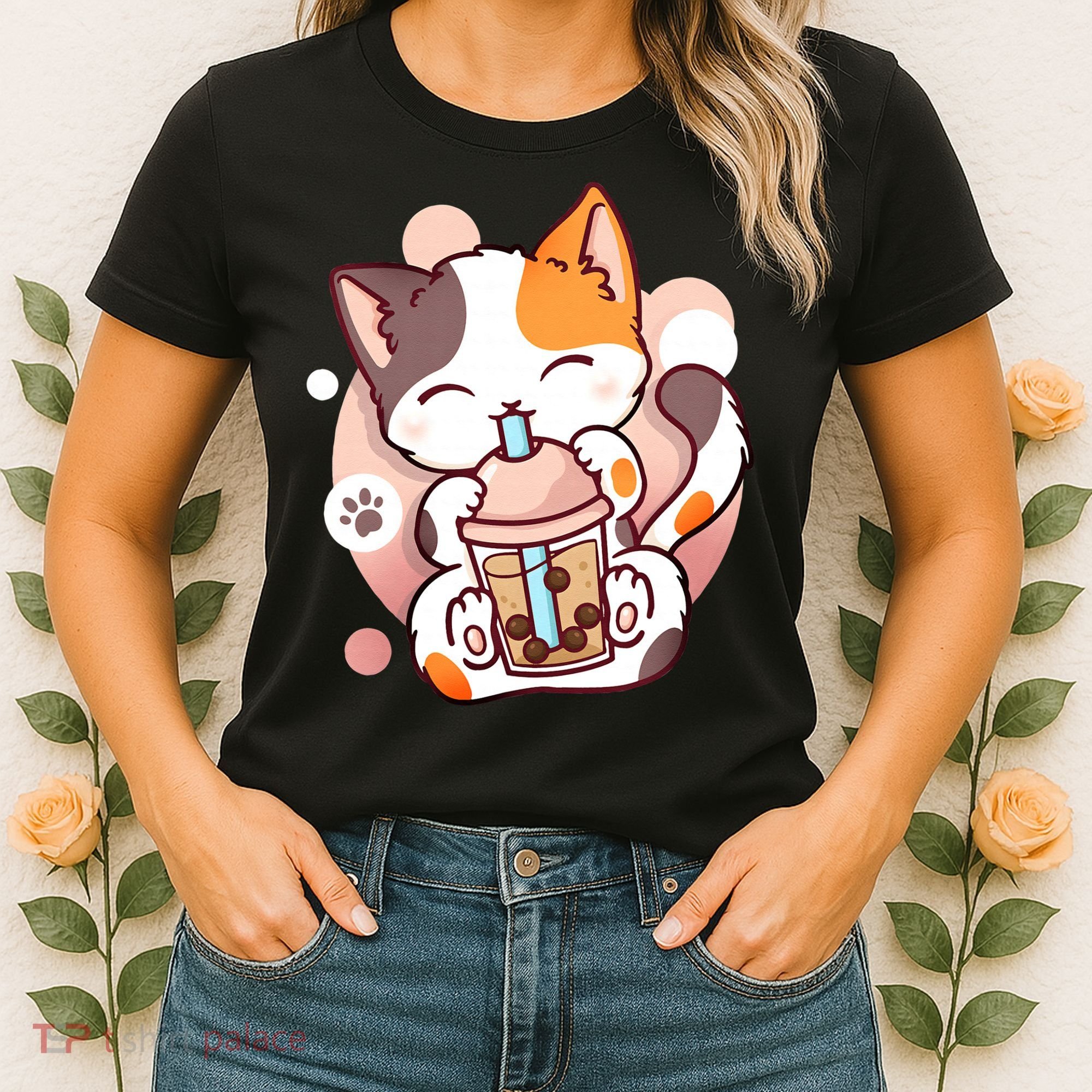 Cat Boba Tea Bubble Tea Anime Kawaii Neko Women's T-Shirt