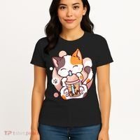 Cat Boba Tea Bubble Tea Anime Kawaii Neko Women's T-Shirt thumb 4