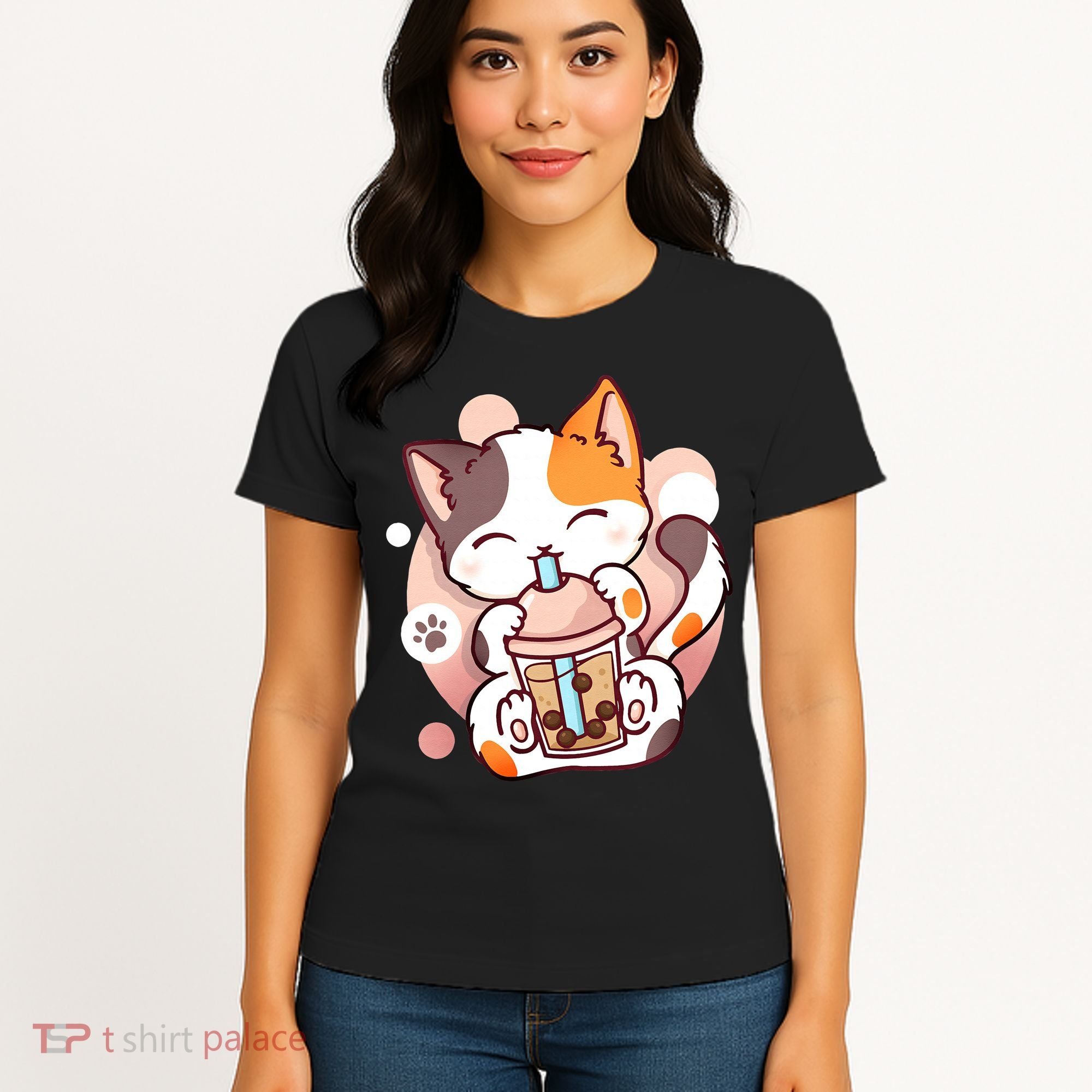 Cat Boba Tea Bubble Tea Anime Kawaii Neko Women's T-Shirt