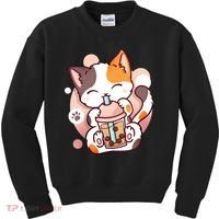 Cat Boba Tea Bubble Tea Anime Kawaii Neko Kids Sweatshirt thumb 0