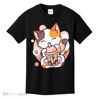 Cat Boba Tea Bubble Tea Anime Kawaii Neko Kids T-Shirt thumb 0