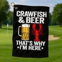 Crawfish & Beer Thats Why Im Here Crayfish Daddy Crawfish Golf Towel thumb 1
