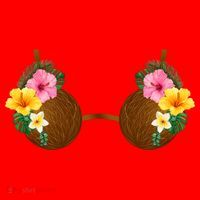 Coconut Bra Tiki Santa Hat thumb 1