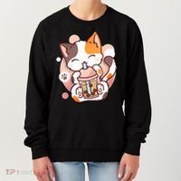 Cat Boba Tea Bubble Tea Anime Kawaii Neko Women's Sweatshirt thumb 0