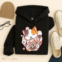 Cat Boba Tea Bubble Tea Anime Kawaii Neko Hoodie thumb 4