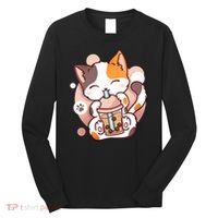 Cat Boba Tea Bubble Tea Anime Kawaii Neko Long Sleeve Shirt thumb 0