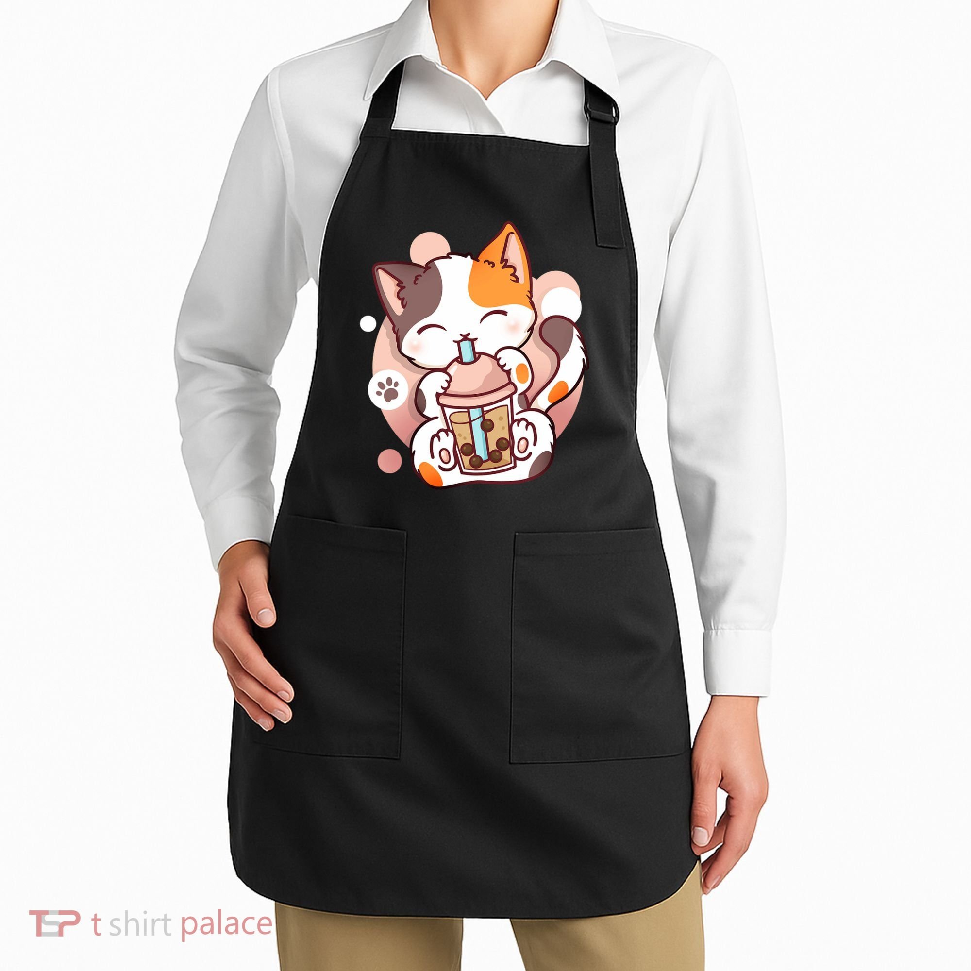 Cat Boba Tea Bubble Tea Anime Kawaii Neko Apron