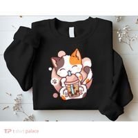 Cat Boba Tea Bubble Tea Anime Kawaii Neko Sweatshirt thumb 2