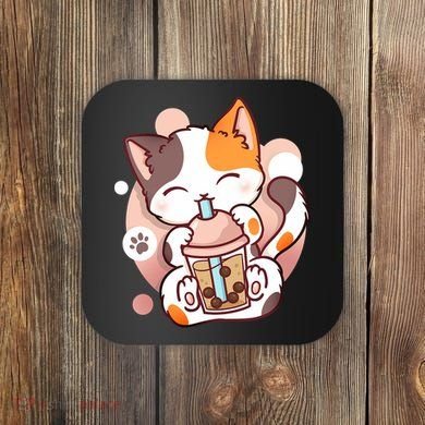 Cat Boba Tea Bubble Tea Anime Kawaii Neko Coaster