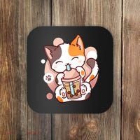 Cat Boba Tea Bubble Tea Anime Kawaii Neko Coaster thumb 0