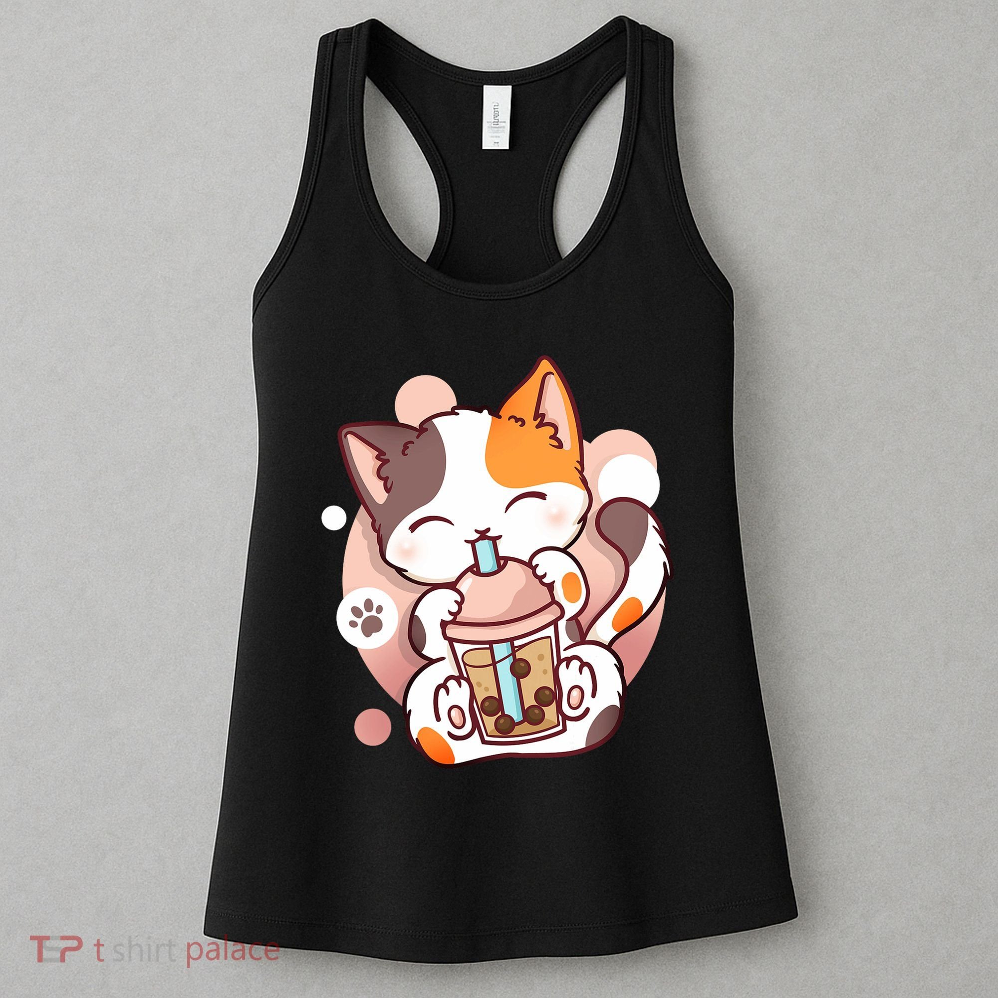 Cat Boba Tea Bubble Tea Anime Kawaii Neko Women's Tank Top