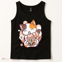 Cat Boba Tea Bubble Tea Anime Kawaii Neko Tank Top thumb 2