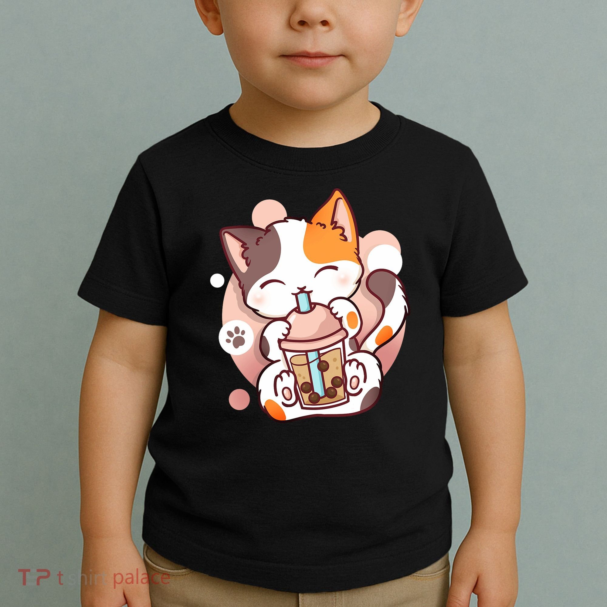 Cat Boba Tea Bubble Tea Anime Kawaii Neko Toddler T-Shirt