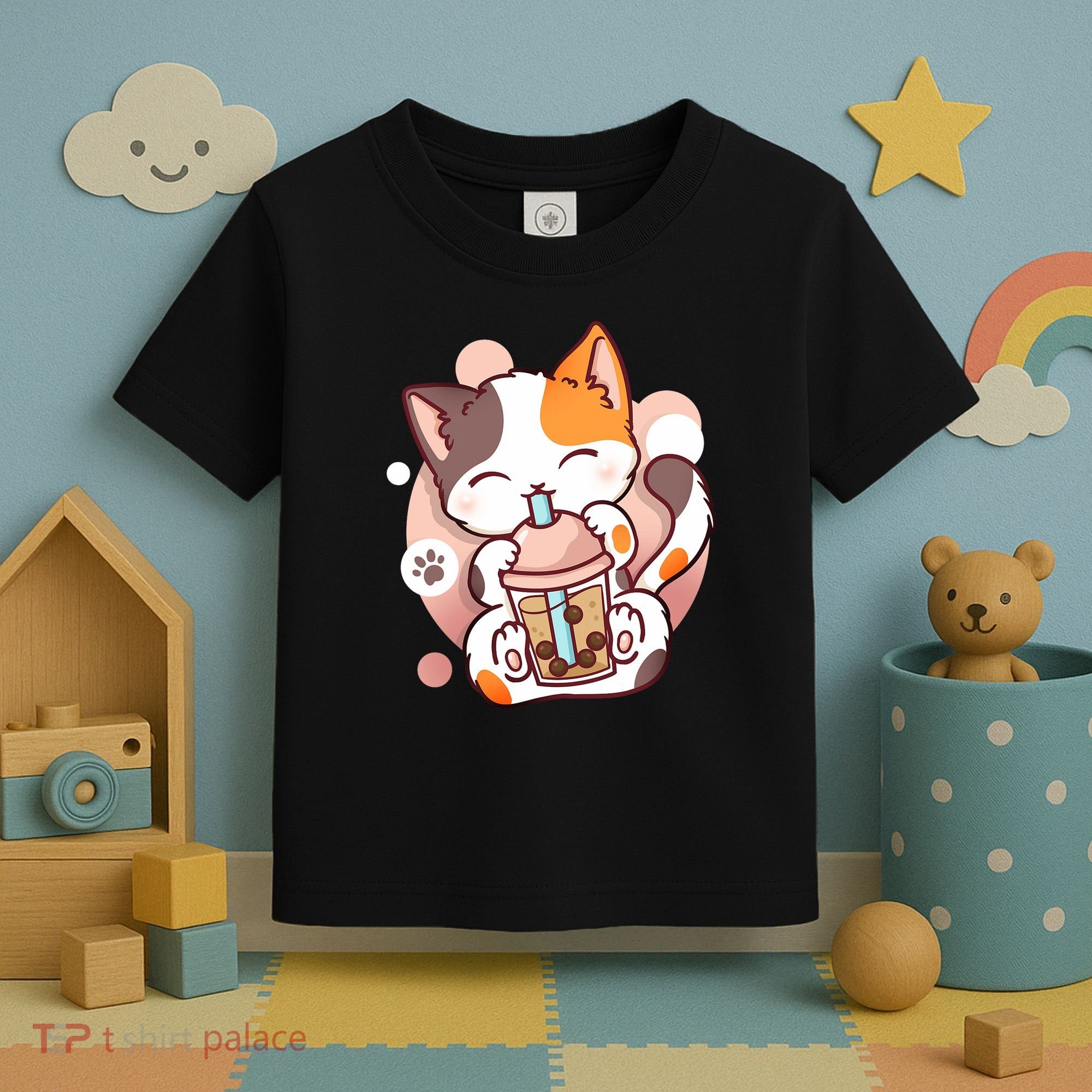 Cat Boba Tea Bubble Tea Anime Kawaii Neko Toddler T-Shirt