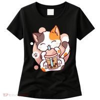 Cat Boba Tea Bubble Tea Anime Kawaii Neko Women's T-Shirt thumb 0