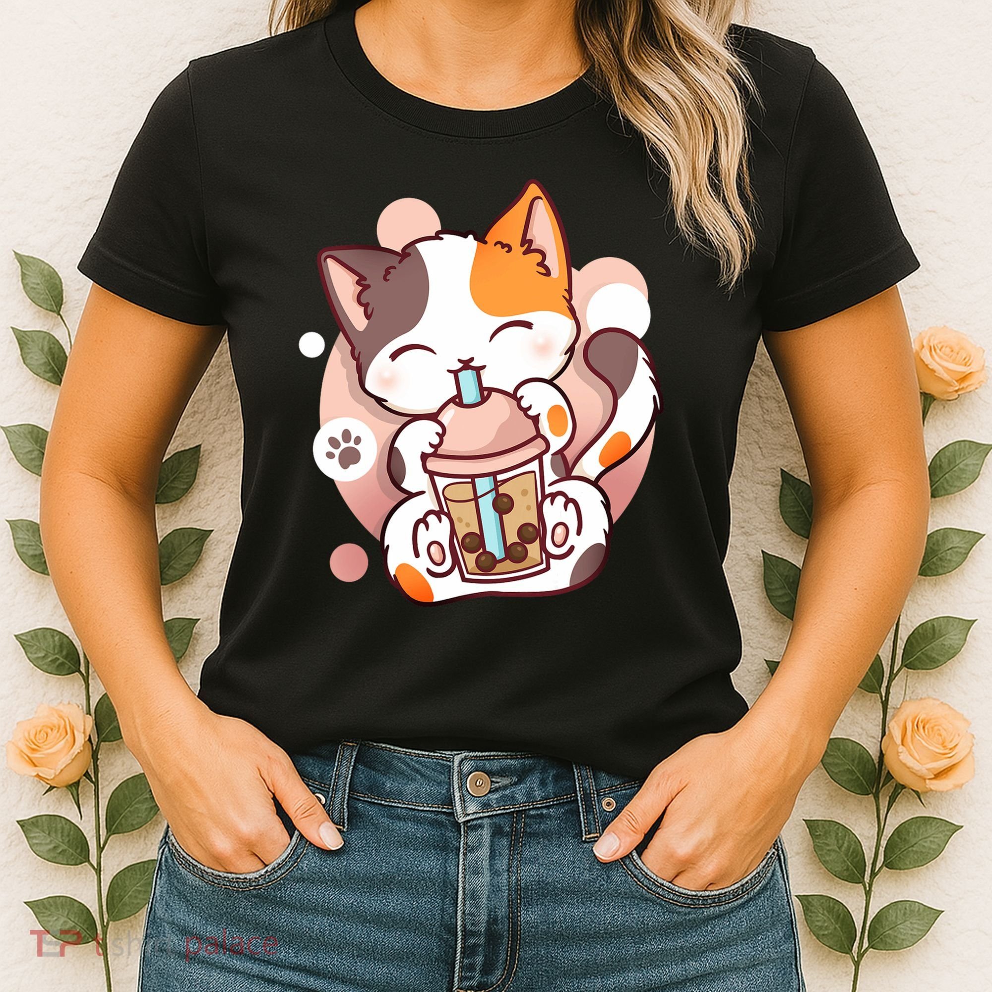 Cat Boba Tea Bubble Tea Anime Kawaii Neko Women's T-Shirt