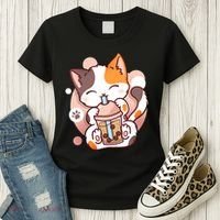 Cat Boba Tea Bubble Tea Anime Kawaii Neko Women's T-Shirt thumb 3