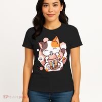 Cat Boba Tea Bubble Tea Anime Kawaii Neko Women's T-Shirt thumb 4