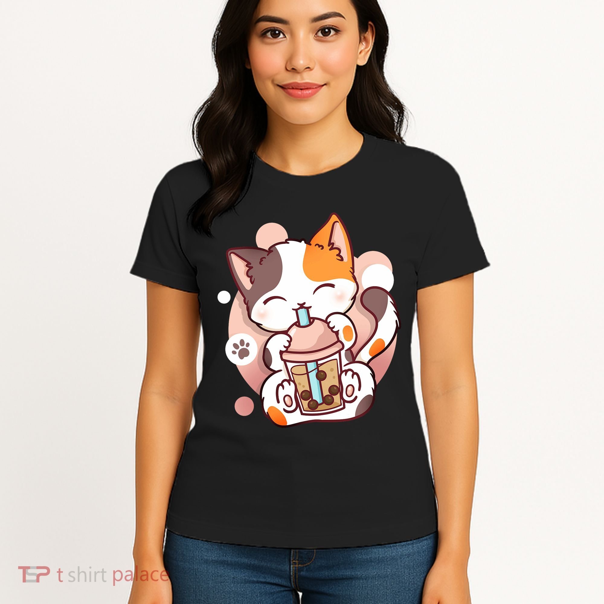 Cat Boba Tea Bubble Tea Anime Kawaii Neko Women's T-Shirt