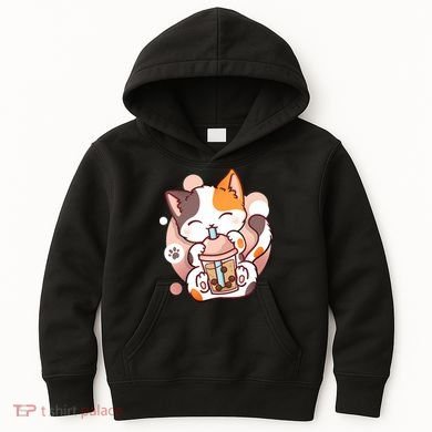 Cat Boba Tea Bubble Tea Anime Kawaii Neko Kids Hoodie