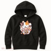 Cat Boba Tea Bubble Tea Anime Kawaii Neko Kids Hoodie thumb 0