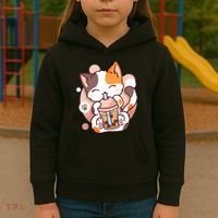Cat Boba Tea Bubble Tea Anime Kawaii Neko Kids Hoodie thumb 3