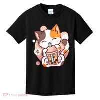 Cat Boba Tea Bubble Tea Anime Kawaii Neko Kids T-Shirt thumb 0