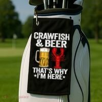 Crawfish & Beer That's Why I'm Here Crayfish Daddy Crawfish Golf Towel thumb 2