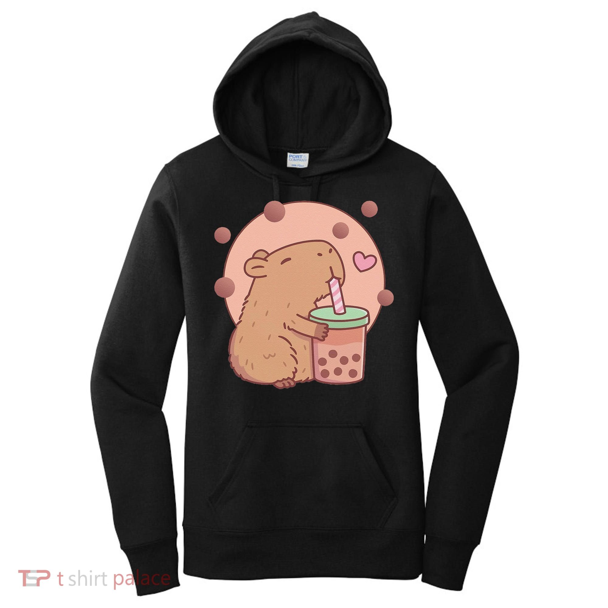 Capybara Bubble Tea Capyboba Boba Milk Tea Lovely Animal Women's Hoodie