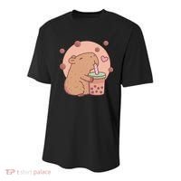 Capybara Bubble Tea Capyboba Boba Milk Tea Lovely Animal Youth Performance Sprint T-Shirt thumb 0