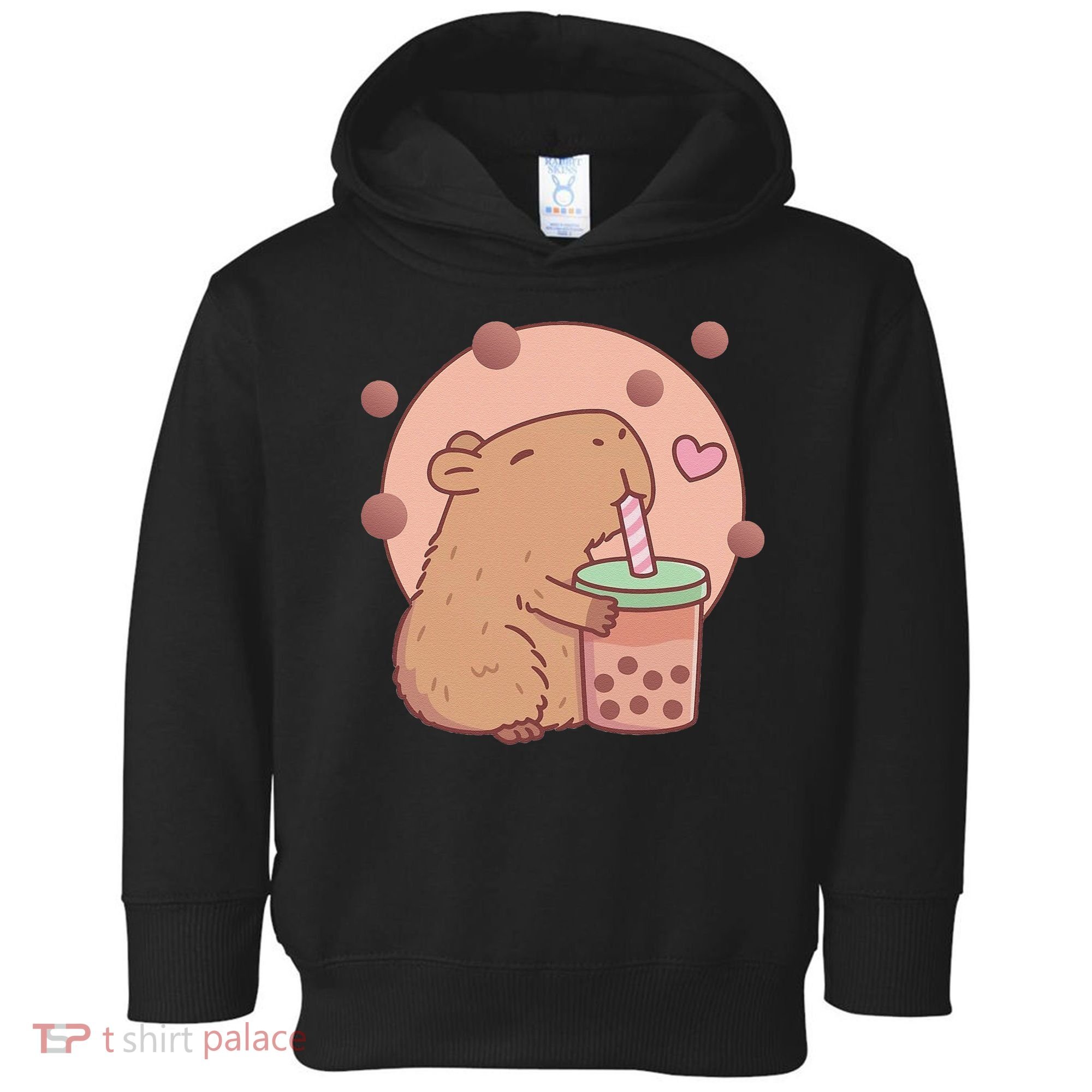 Capybara Bubble Tea Capyboba Boba Milk Tea Lovely Animal Toddler Hoodie