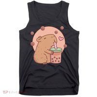 Capybara Bubble Tea Capyboba Boba Milk Tea Lovely Animal Tank Top thumb 0