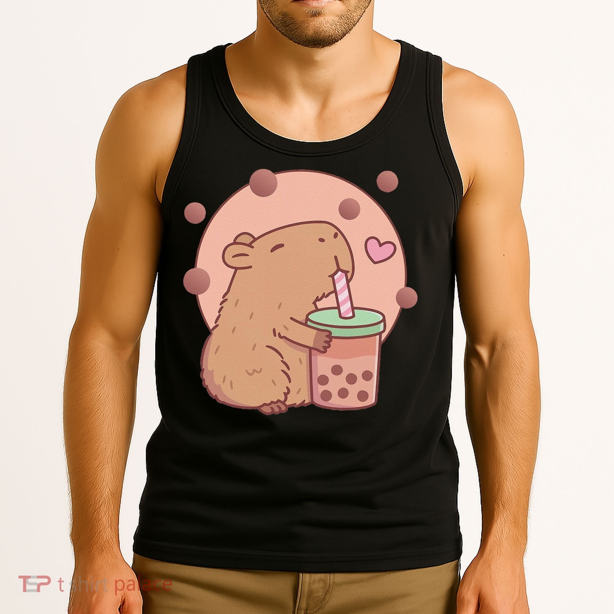 Capybara Bubble Tea Capyboba Boba Milk Tea Lovely Animal Tank Top
