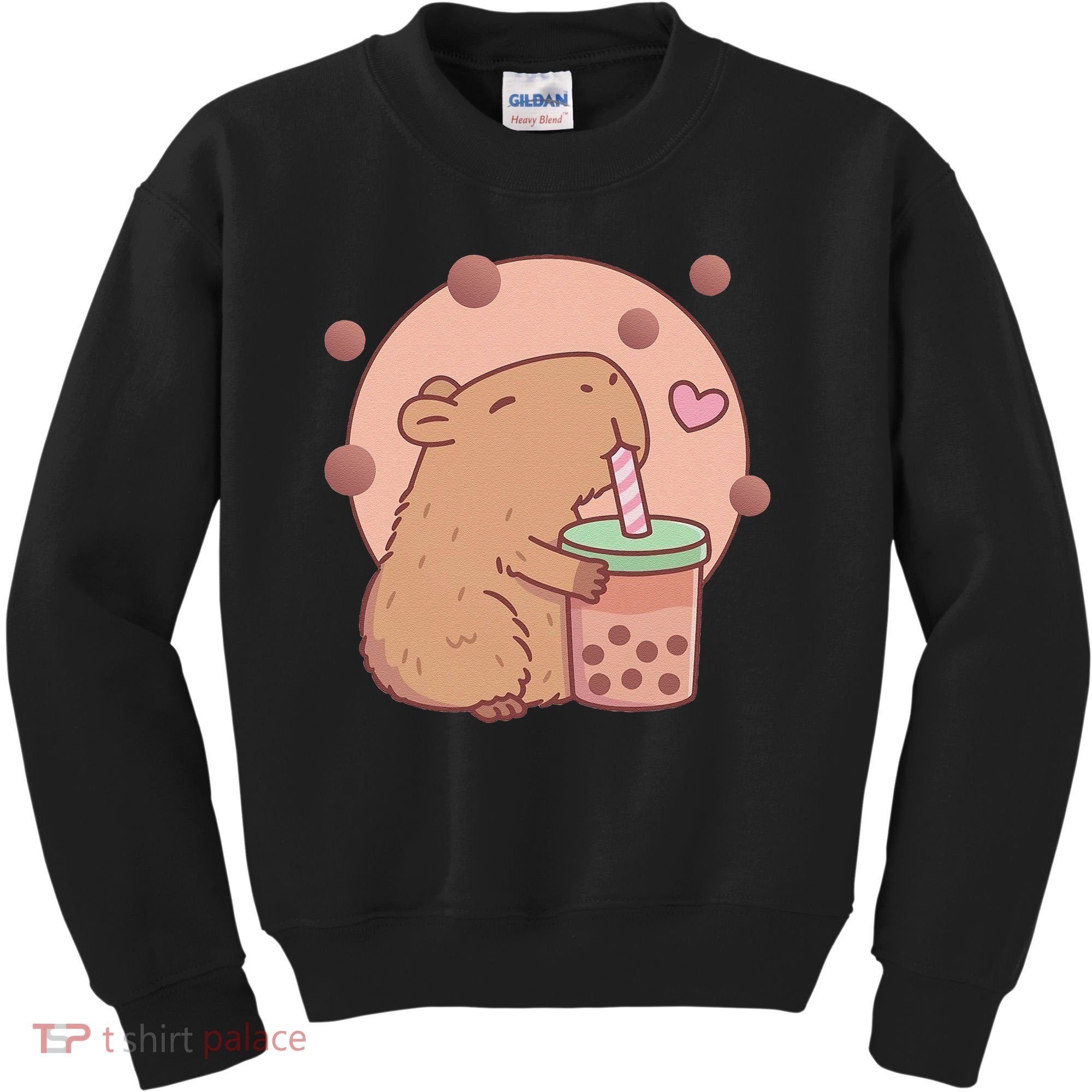 Capybara Bubble Tea Capyboba Boba Milk Tea Lovely Animal Kids Sweatshirt