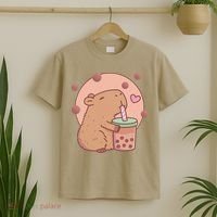 Capybara Bubble Tea Capyboba Boba Milk Tea Lovely Animal T-Shirt thumb 2