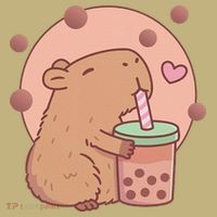 Capybara Bubble Tea Capyboba Boba Milk Tea Lovely Animal T-Shirt thumb 7