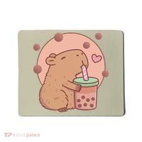 Capybara Bubble Tea Capyboba Boba Milk Tea Lovely Animal Mousepad thumb 0