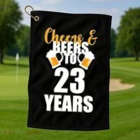 Personalize Cheers & Beers Custom Birthday Year Golf Towel thumb 1