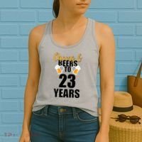 Personalize Cheers & Beers Custom Birthday Year Women's Tank Top thumb 2