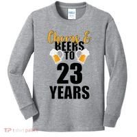Personalize Cheers & Beers Custom Birthday Year Kids Long Sleeve Shirt thumb 0