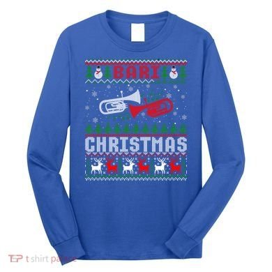 Christmas Bari Ugly Sweater Gift Baritone Lover Xmas Gift Cool Gift Long Sleeve Shirt
