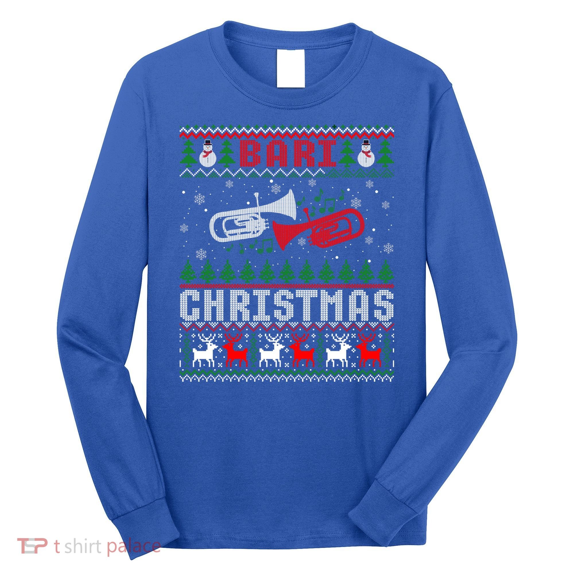 Christmas Bari Ugly Sweater Gift Baritone Lover Xmas Gift Cool Gift Long Sleeve Shirt